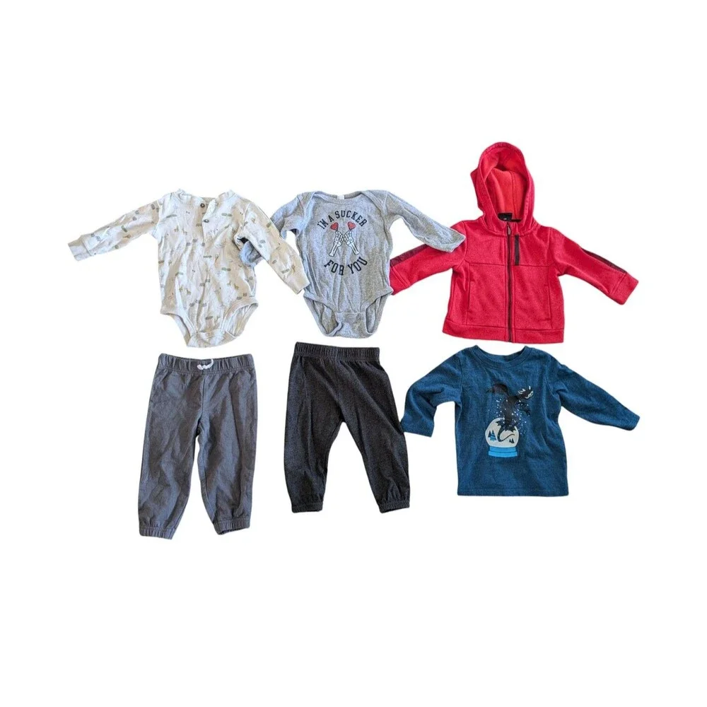 Mixed Lot Baby Boy Clothes 12 Months ~ 6 Pc Outfits Tops  Bottoms